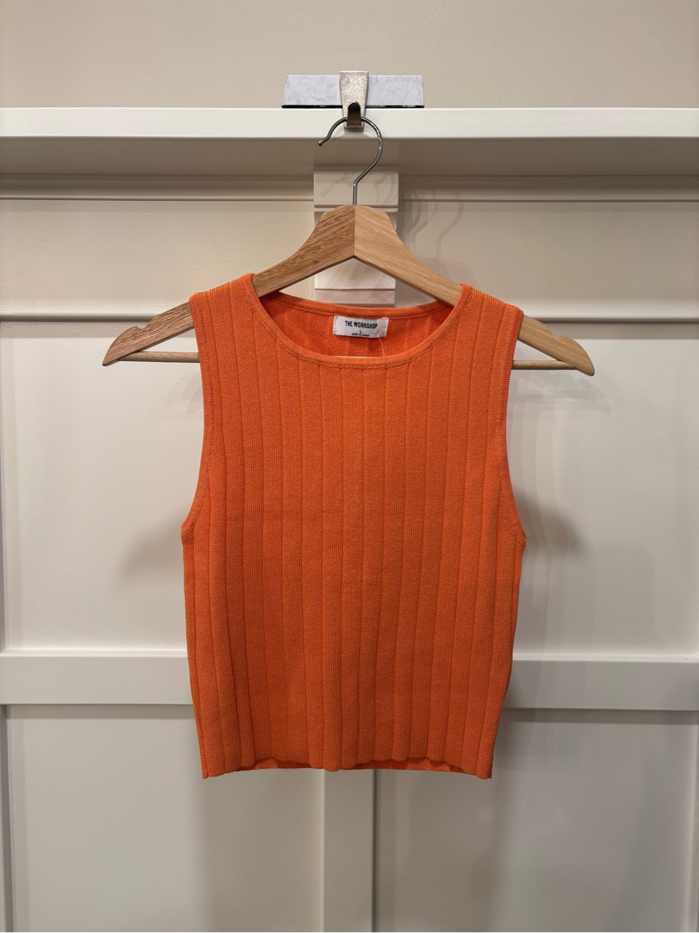 NWT The Workshop Orange Ribbed Sleeveless Knit Tank - Size Large
